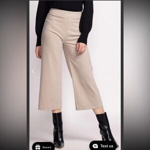 Pink Martini Nadia Tan Wide Leg Culotte Pants, Size Small